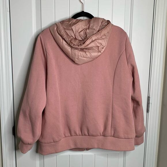 1 Madison insulated hybrid puffer hooded full zip jacket size XL pink rose - Picture 2 of 7